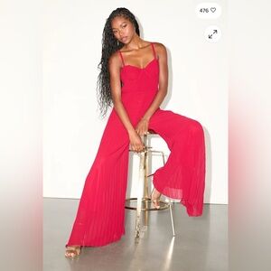 Lulu's Vibrant Red Jumpsuit